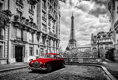 Fototapeta Red car in Paris 1733